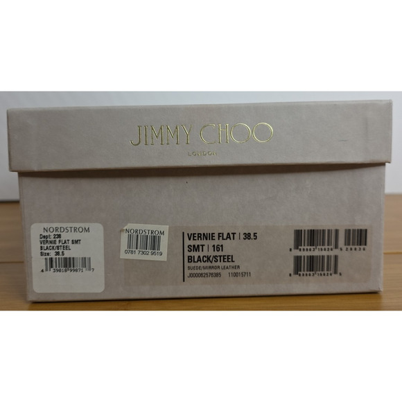 JIMMY CHOO Vernie Black Suede Lace Up Ballet Flat Shoes Size 38.5 - Picture 14 of 16